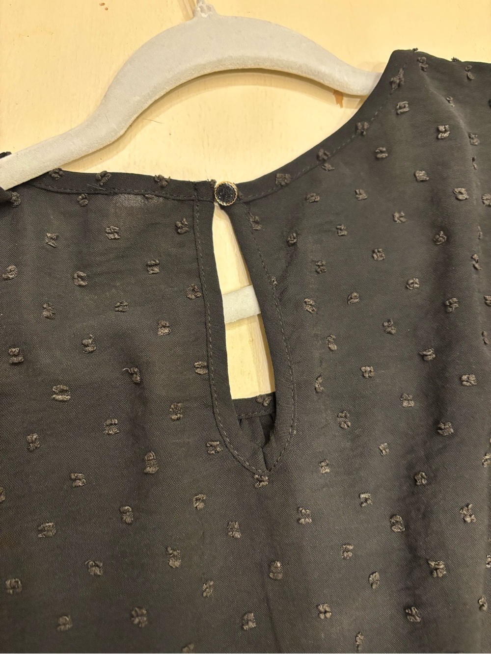 Cotton Bleu Black Swiss Dot Dress Size XL Flutter Sleeve Knee Length Dress - Picture 6 of 7